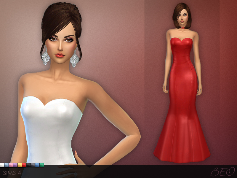 Simple Mermaid Silhoutte Dress for The Sims 4 by BEO